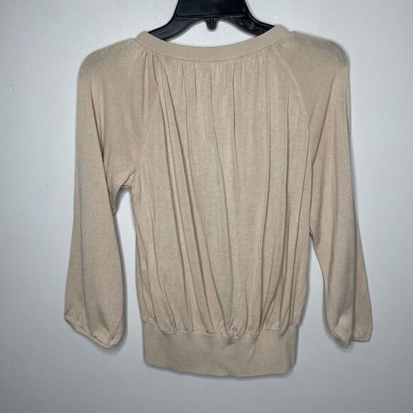 DIANE VON FURSTENBERG Womens Tan Lightweight Cardigan EUC Relaxed Cotton-Blend - Picture 5 of 9
